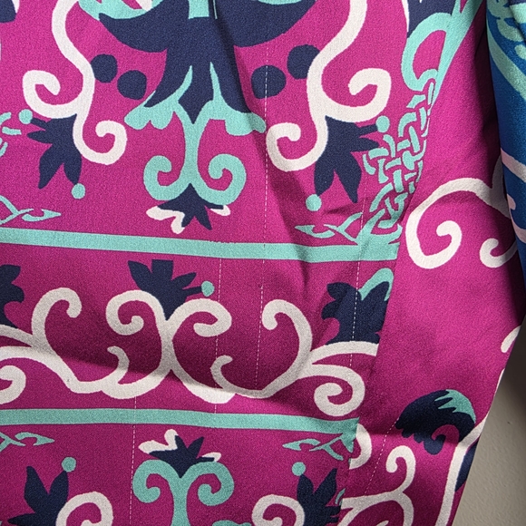 Anthropologie Two-Tone Paisley Satin Pajama Set in Teal & Magenta - Picture 7 of 11